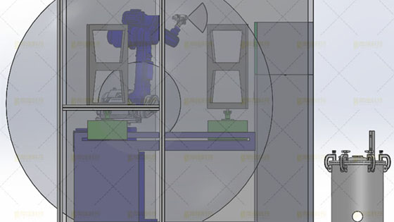 噴涂<a href='http://m.caomei2.com' target='_blank'><u>機器人工作站</u></a>正視圖